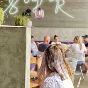 Booth area with customers